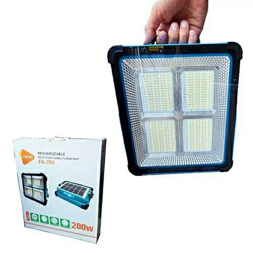 پروژکتور شارژی خورشیدی 200 وات OKGO مدل FA-703 وارداتی