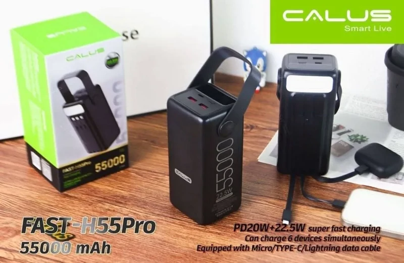 پاوربانک 22.5 وات کالوس Fast H55 Pro مدل ظرفیت 55000 میلی آمپر ساعت