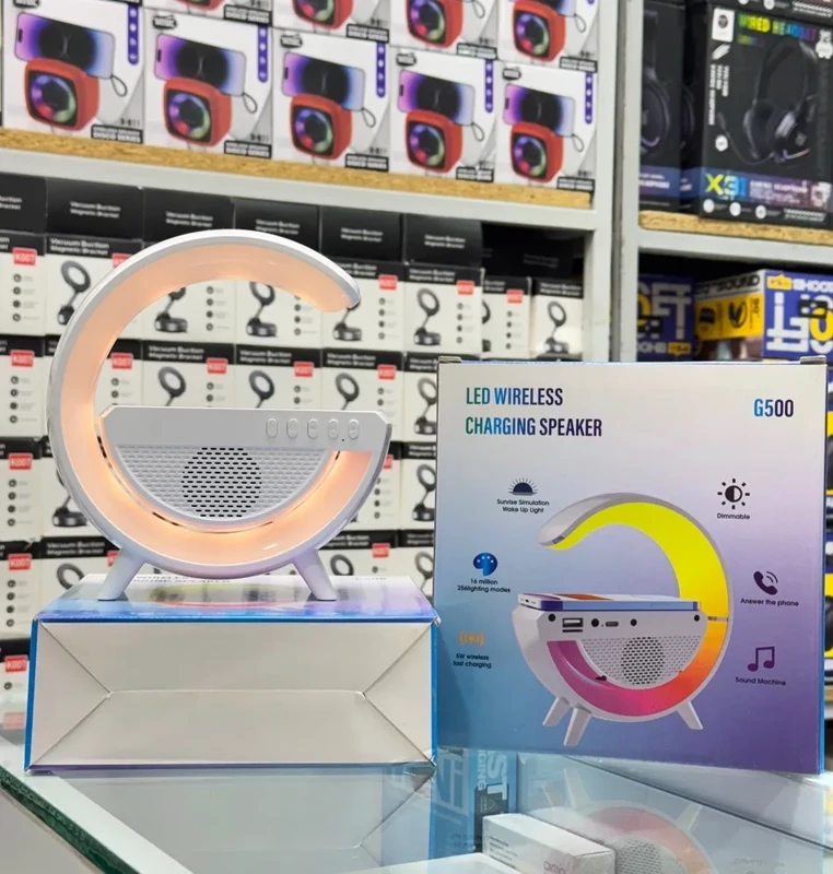 اسپیکر بلوتوثی قابل حمل G500 با شارژر وایرلس و LED