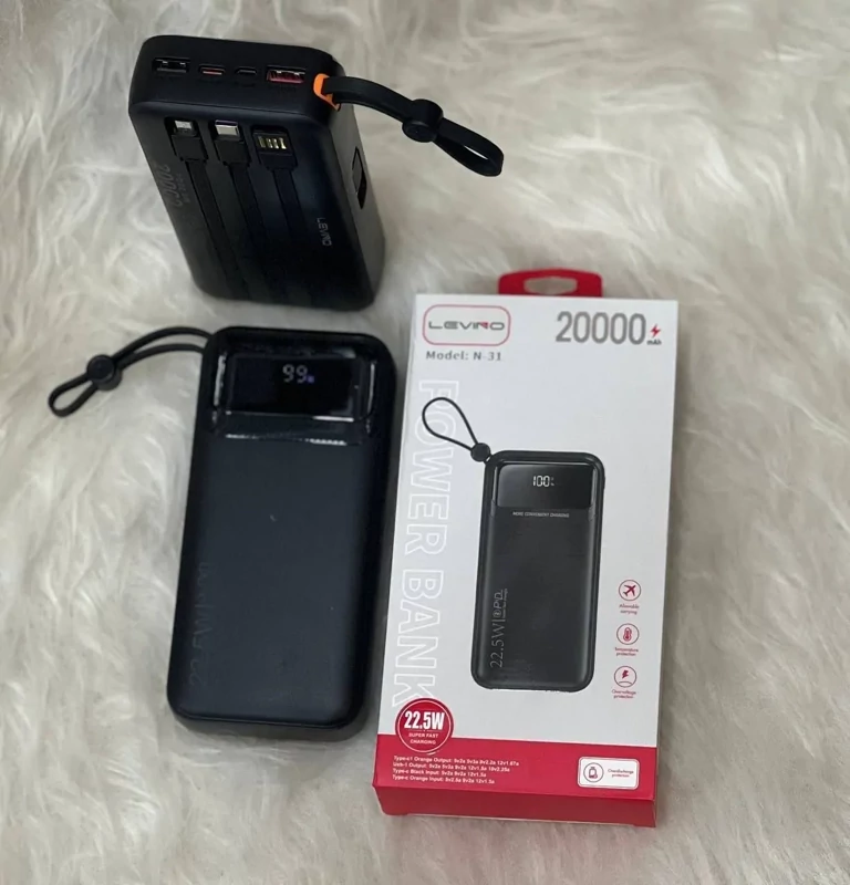 پاوربانک لوینو مدل N-31 ظرفیت 20000 میلی آمپر ساعت
