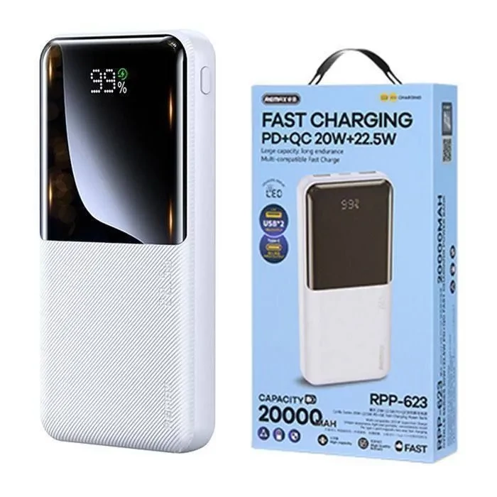 پاوربانک ریمکس مدل RPP623 ظرفیت 20000 میلی آمپر ساعت