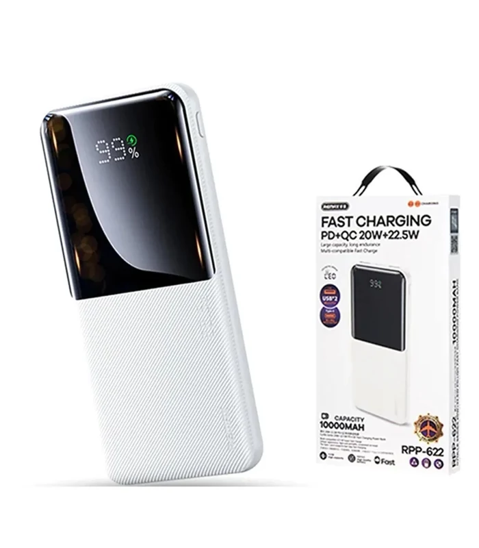 پاوربانک ریمکس مدل RP-622 ظرفیت 10000 میلی‌ آمپر ساعت