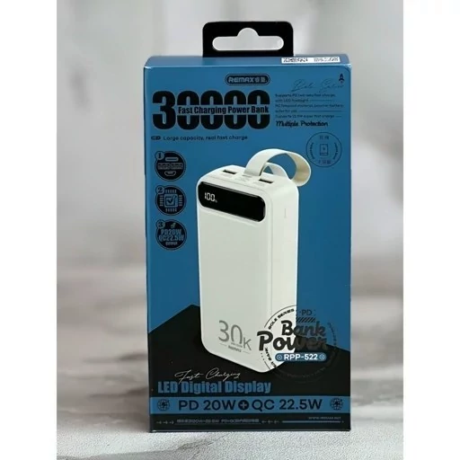 پاوربانک ریمکس Remax RPP-522 - ظرفیت 30000 میلی‌آمپر اورجینال