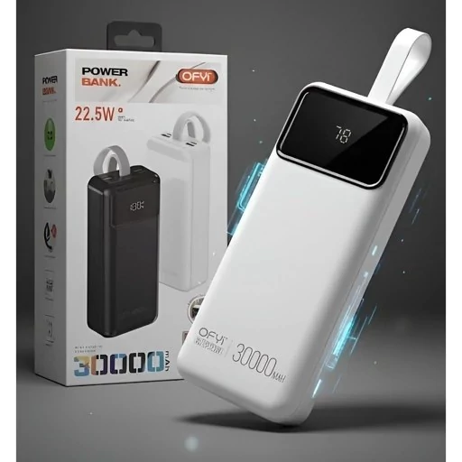 پاوربانک اورجینال 30000 میلی‌آمپر 22.5 وات OFYi مدل PB-09-چراغ قوه دار 5