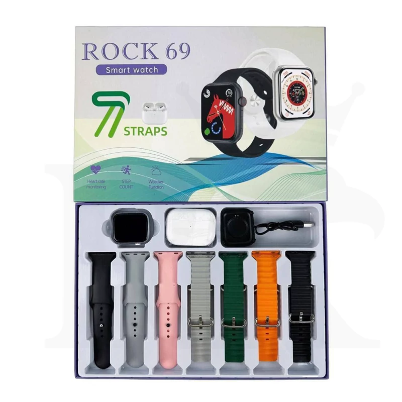 پک ساعت هوشمند Rock 69 به همراه ایرپاد و 7 بند سیلیکونی(اورجینال)