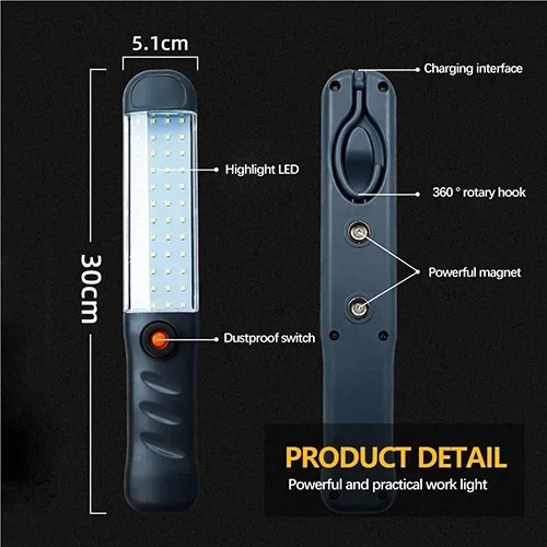 چراغ کار LED شارژی مگنتی 1200 لومن با پایه مغناطیسی