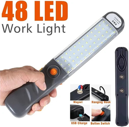 چراغ کار LED شارژی مگنتی 1200 لومن با پایه مغناطیسی