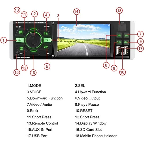 پخش تصویری خودرو بلوتوث دار Car MP5 Player مدل 4052AI