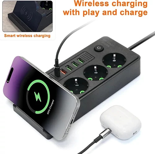 چند راهی برق هوشمند و شارژر وایرلس POWER SOCKET مدل QL-1080