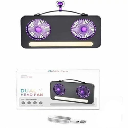 پنکه شارژی دو فن چراغدار مدل DUAL HEAD FAN S32