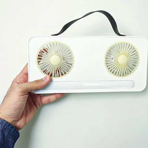 پنکه شارژی دو فن چراغدار مدل DUAL HEAD FAN S32