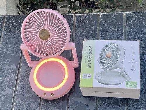 پنکه شارژی مسافرتی تاشو چراغ دار مدل JD-FS808