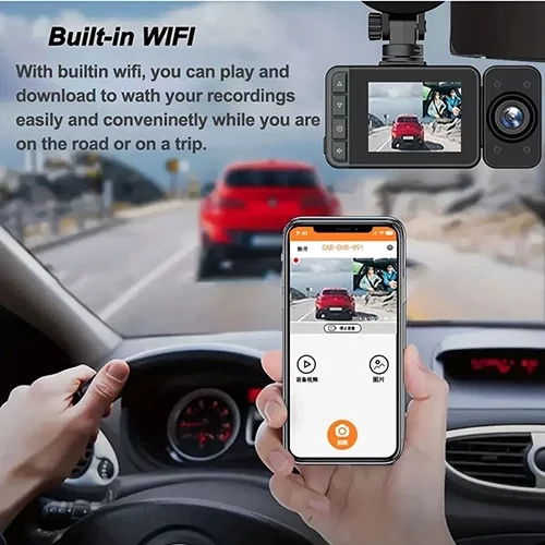دوربین ثبت وقایع خودرو 3 لنز وای فای دار مدل 3CAMERAS DASH CAMERA