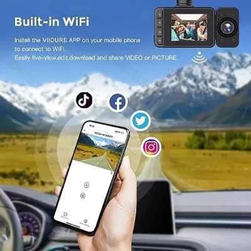 دوربین ثبت وقایع خودرو 3 لنز وای فای دار مدل 3CAMERAS DASH CAMERA