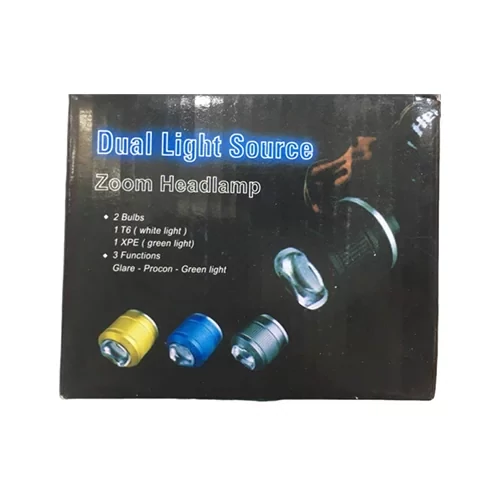 چراغ پیشانی زومدار دو لامپه مدل High Power Headlamp - T6