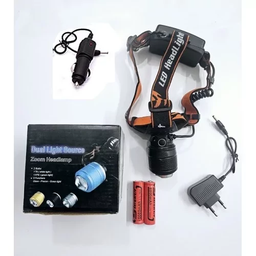 چراغ پیشانی زومدار دو لامپه مدل High Power Headlamp - T6