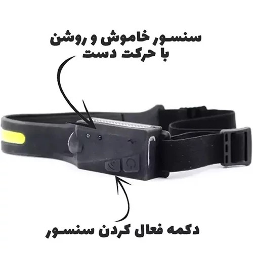چراغ پیشانی سنسوردار شارژی USB مدل COB+XPE