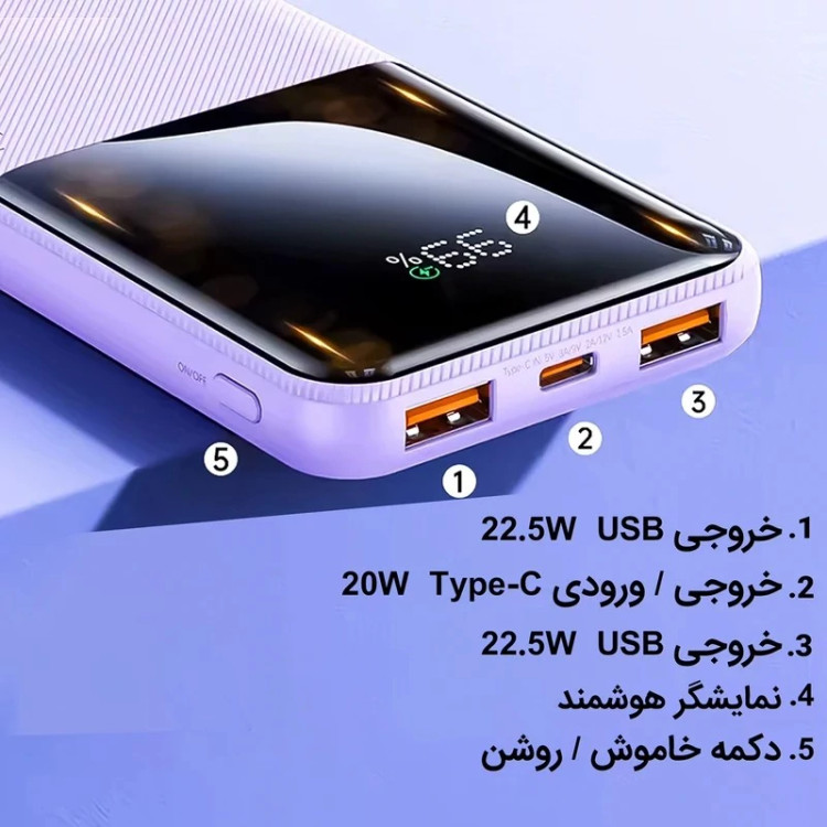 پاوربانک برند ریمکس مدل RPP-623 ظرفیت 20000 میلی آمپر