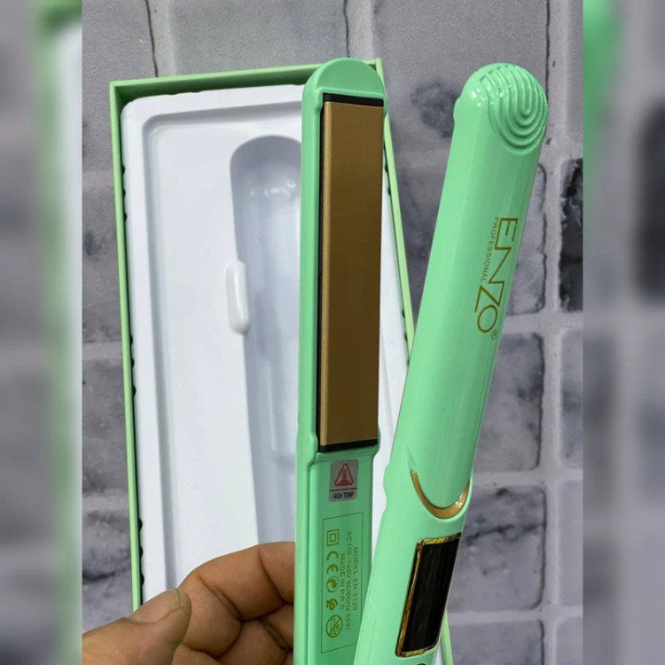 اتو مو حرفه ای انزو کیفیت عالی صفحه گلد تتانیومی صفحه نمایش دیجیتال 980 درجه گرمایش بدنه نشکن تک رنگ سبز
