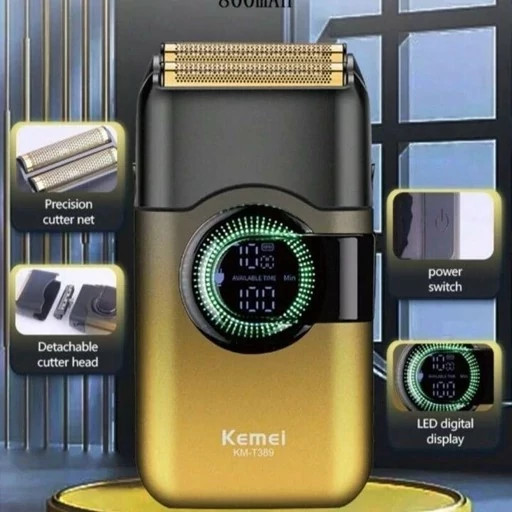 ماشین اصلاح موی صورت شارژی کیمی مدل KM-T389 موتور قدرتمند و سریع پورت شارژجدید