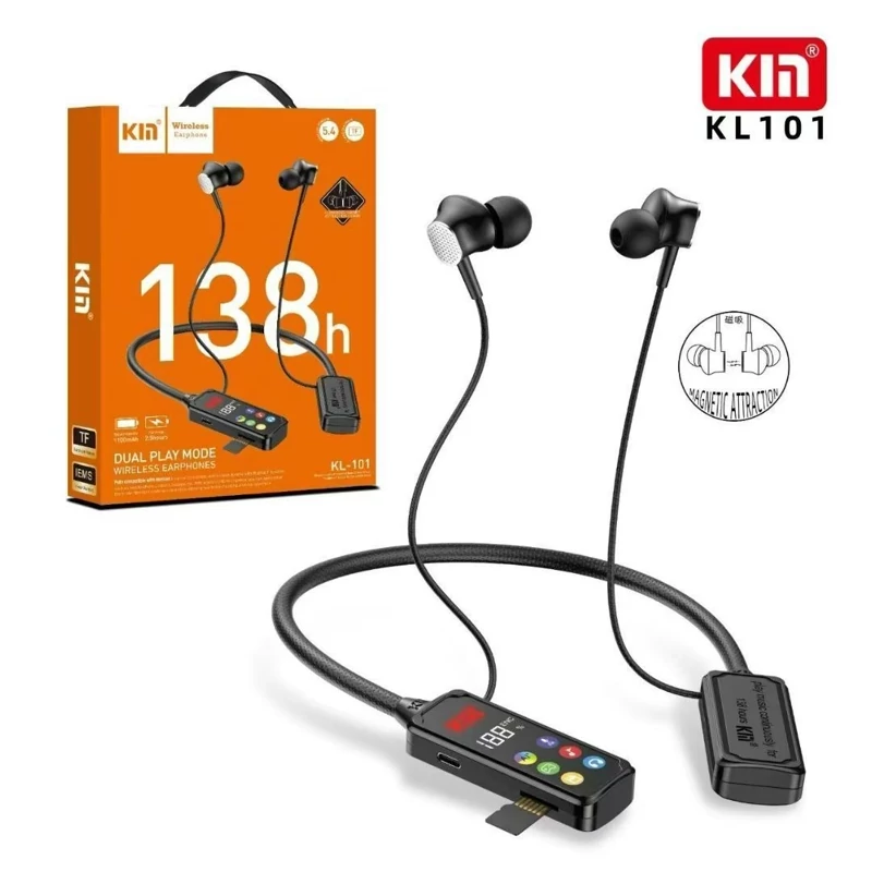 هندزفری گردنی KIN رم خور دارای صفحه نمایشگر مدل KL-101