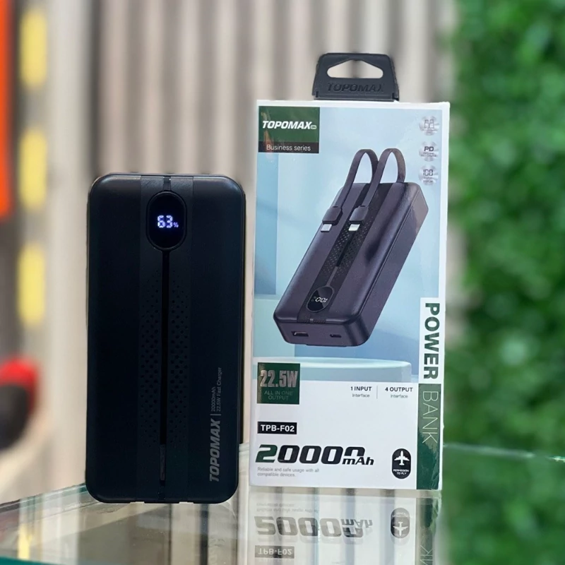 پاوربانک 20 هزار اورجینال توپومکس مدلTopomax-Tpb-f02 - یکسال گارانتی