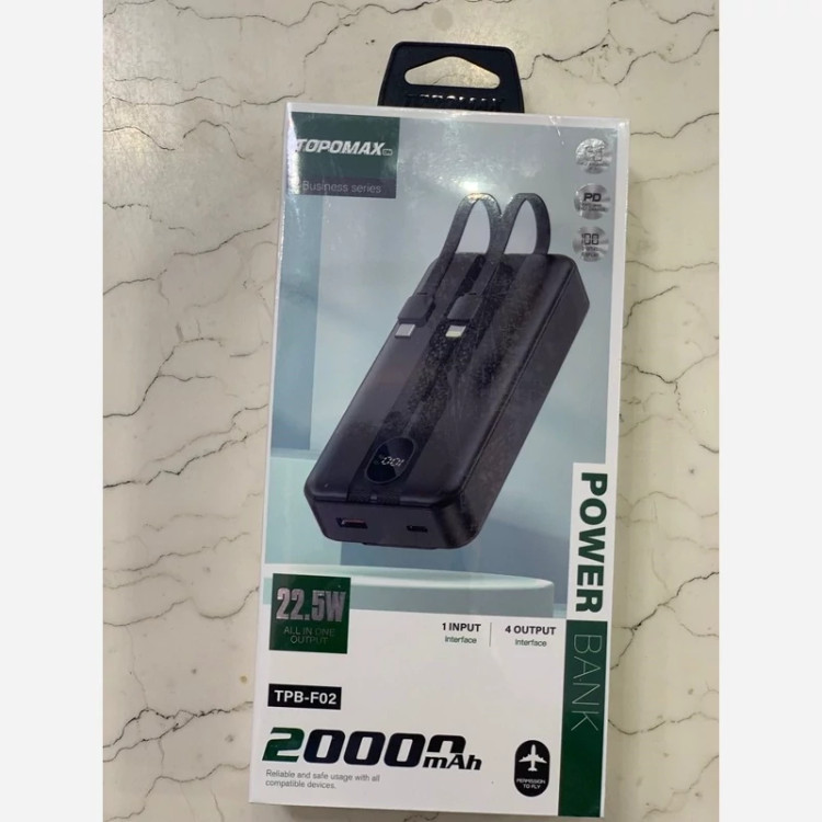 پاوربانک 20 هزار اورجینال توپومکس مدلTopomax-Tpb-f02 - یکسال گارانتی