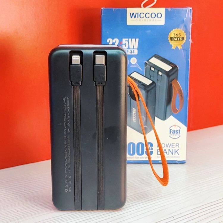 پاور بانک 22.5 وات ویکو مدل WP34 ظرفیت 30000 میلی آمپر ساعت-چراغ دار(اصل)