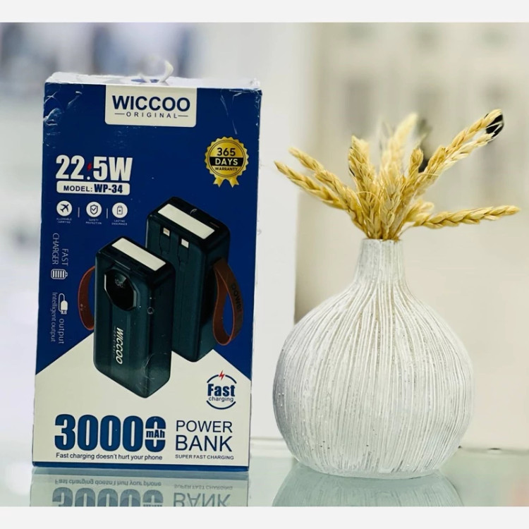 پاور بانک 22.5 وات ویکو مدل WP34 ظرفیت 30000 میلی آمپر ساعت-چراغ دار(اصل)