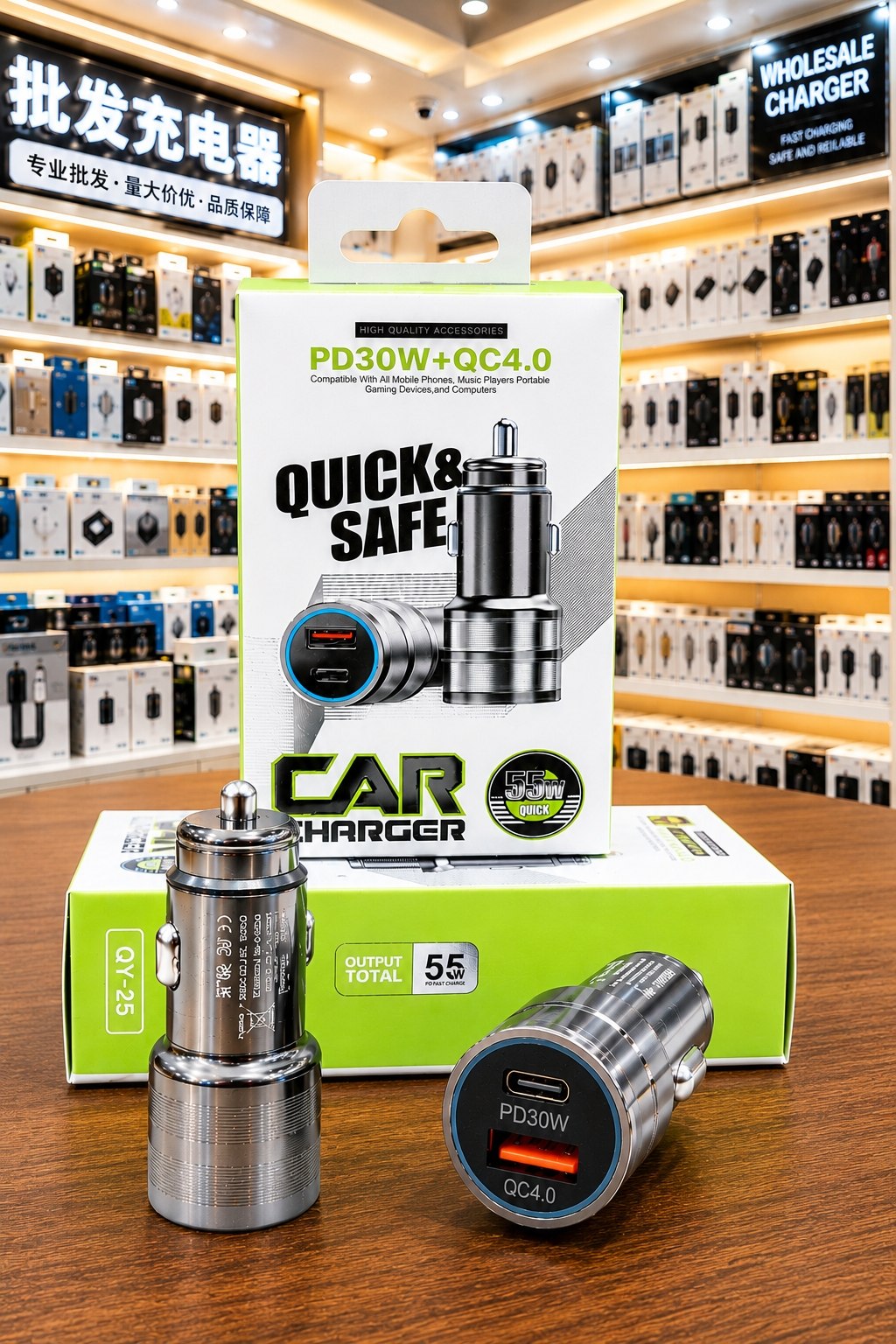 شارژر فندکی فلزی مدل QY-25 55W