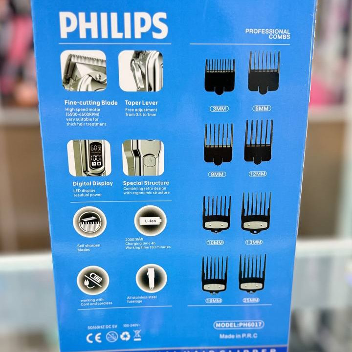 ماشین اصلاح حرفه ای فیلیپس مدل PH6017 متور قابل تنظیم تا 6500 دور در دقیقه