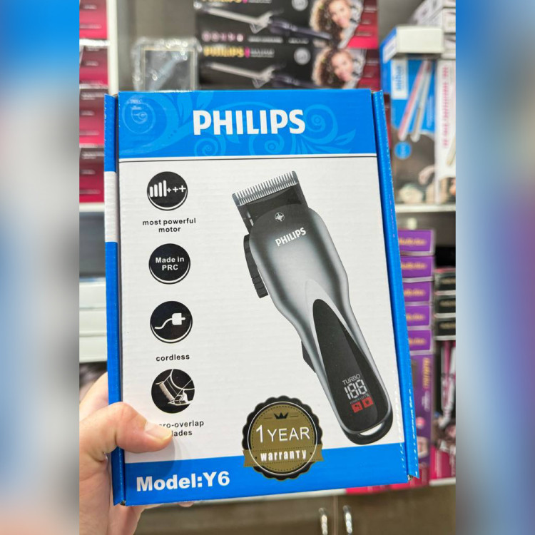 ماشین اصلاح سر و صورت فیلیپس مدل PH-Y6 بسیار قدرتمند و باتری لیتیومی با2000 میلی آمپردو سرعته توربودار