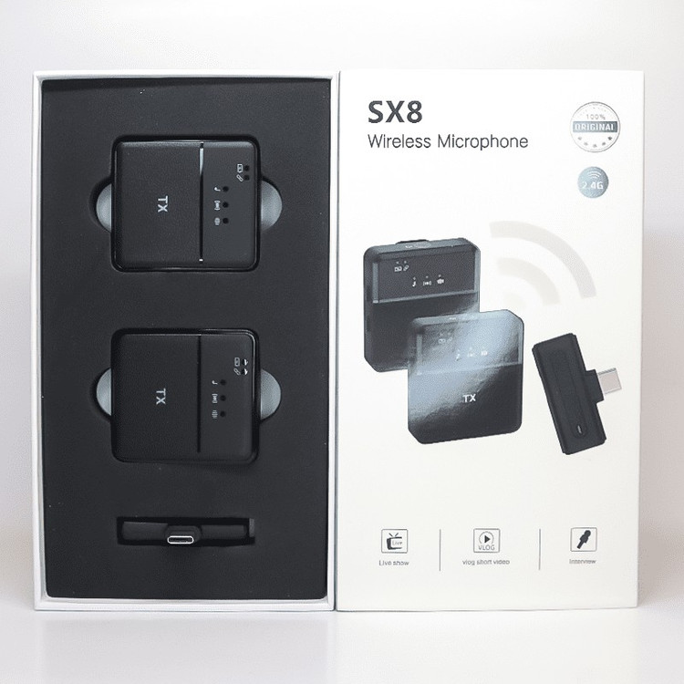 میکروفون یقه ای بیسیم SX8 دو میکروفن