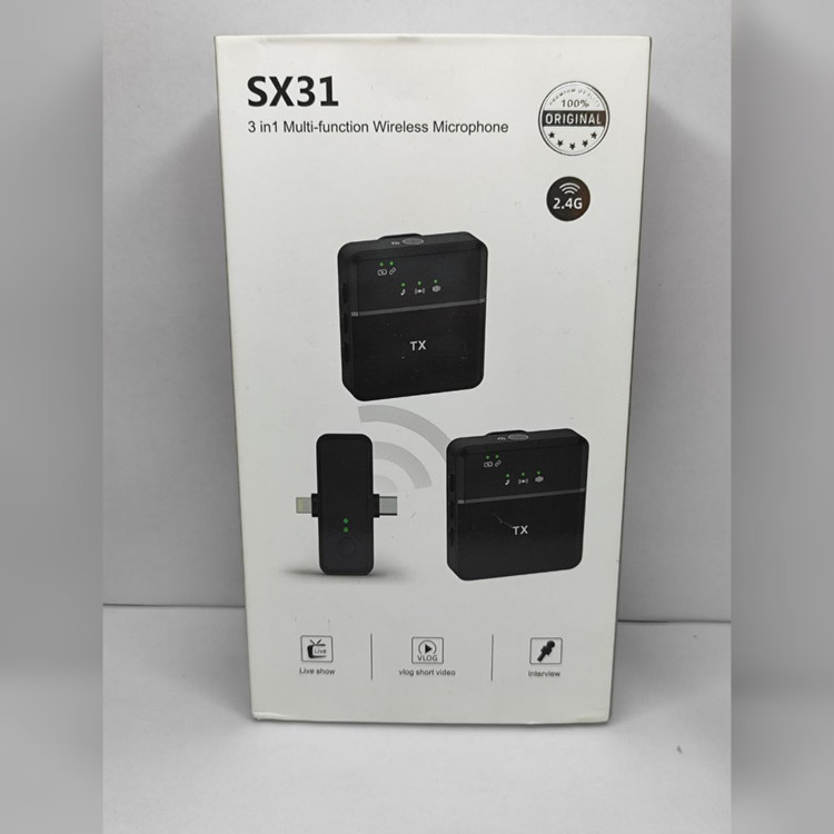 میکروفون یقه ای میکروفون یقه ای وایرلس مربع مدلSX31 دارای دو عدد میکروفون مخصوص دو کاربر