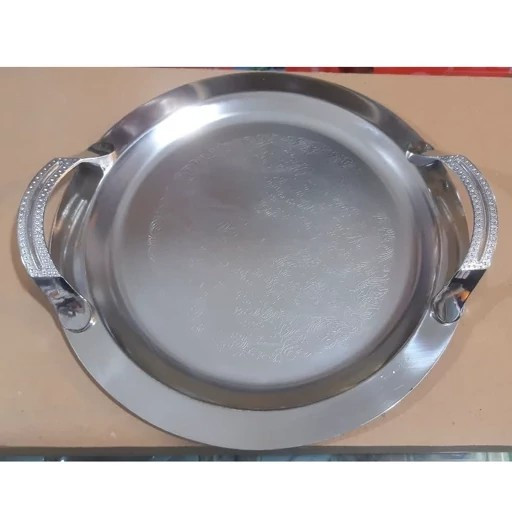 سینی استیل دسته نگین