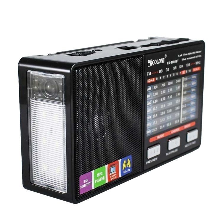 رادیو هفت موج گالن  فلاش و رم خور با چراغ قوه و LED