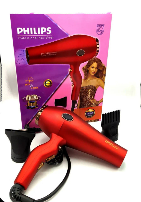 سشوار متور 21مارک فلیپس PH-3472 قرمز
