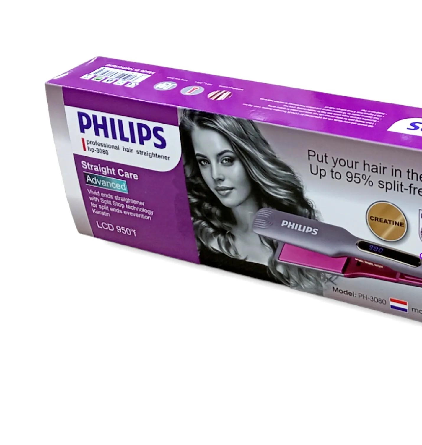 اتومو فوق حرفه ای فلیپس کف تیتانیوم با ۹۸۰ درجه حرارت صافی شلاقی ماندگارPHILIPS 3080