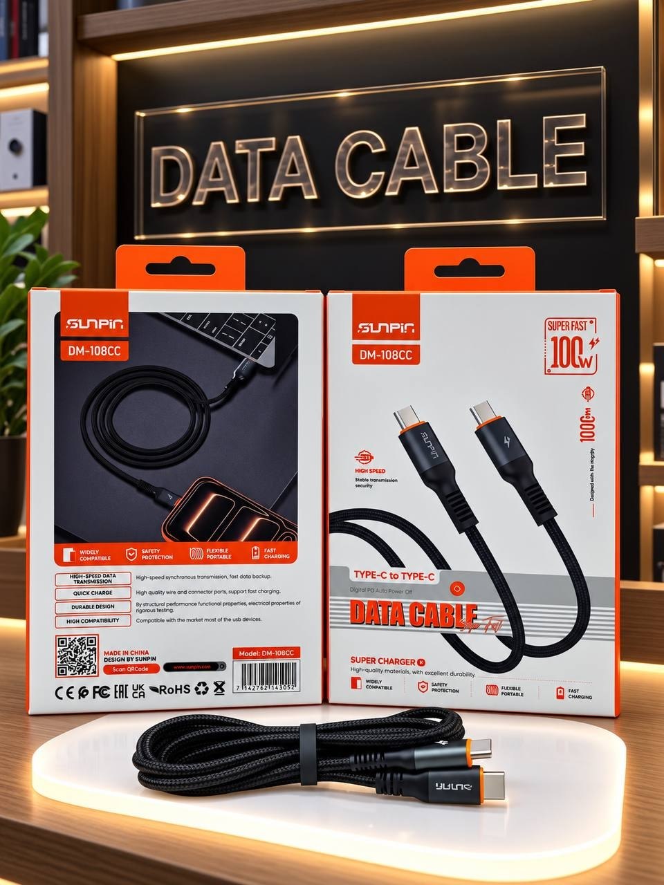 کابل شارژ تایپ سی به تایپ سی مدل DM-108CC 100 وات
