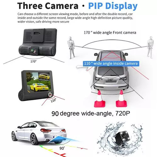 دوربین ماشین CarDVR با سه لنز برای ضبط مسیر و اطراف خودرو