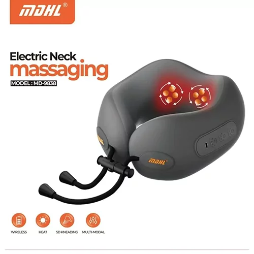 ماساژور گردنی شارژی MDHL MD-9838 با رولرهای ماساژ چرخشی، عملکرد گرمایشی و باتری ۱۲۰۰ میلی‌آمپرساعت