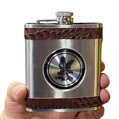 هیپ فلاسک استیل طرح عقابی ۷ اونس (7 OZ) جیبی